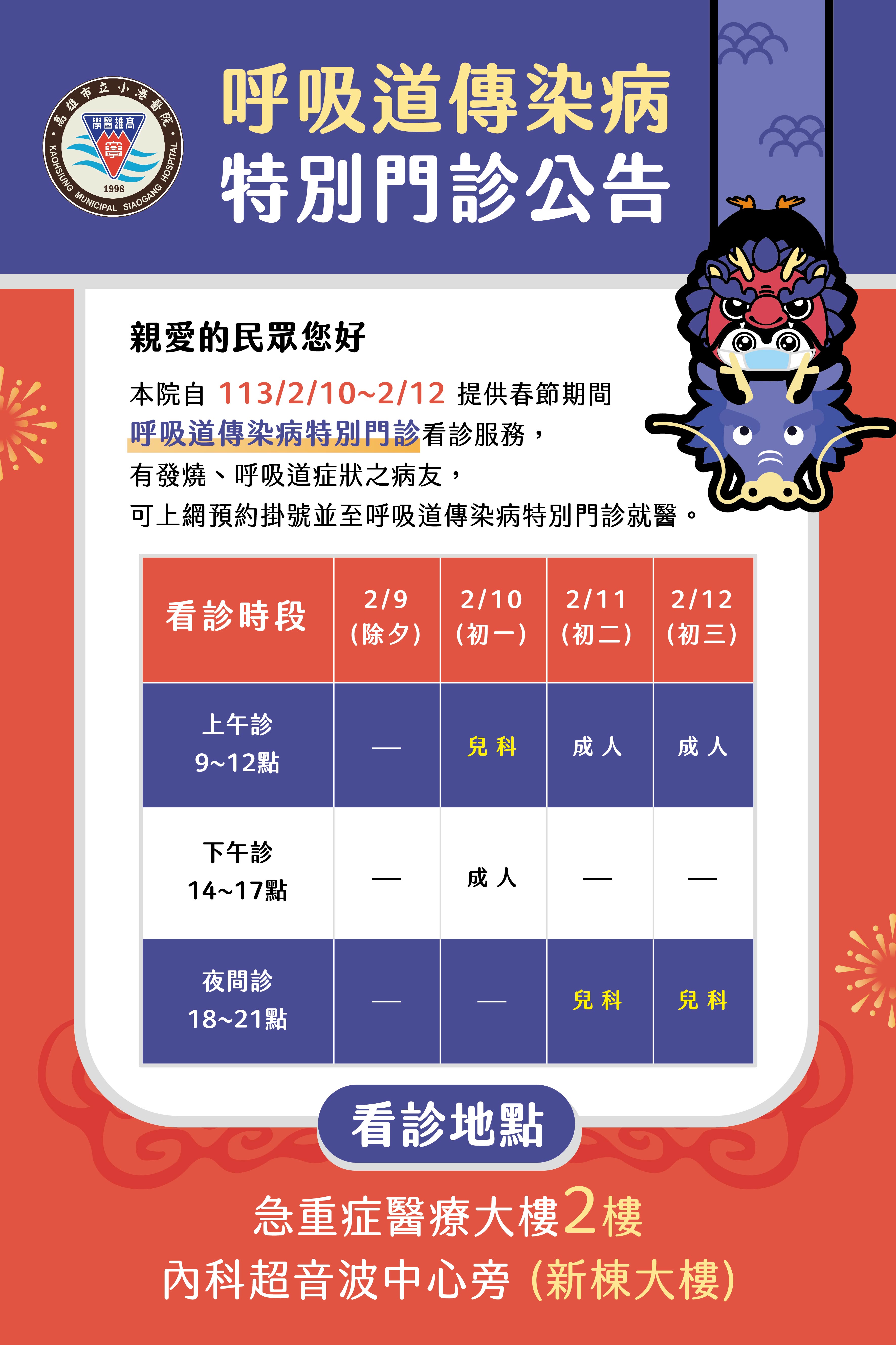 113年呼吸道傳染病特別門診